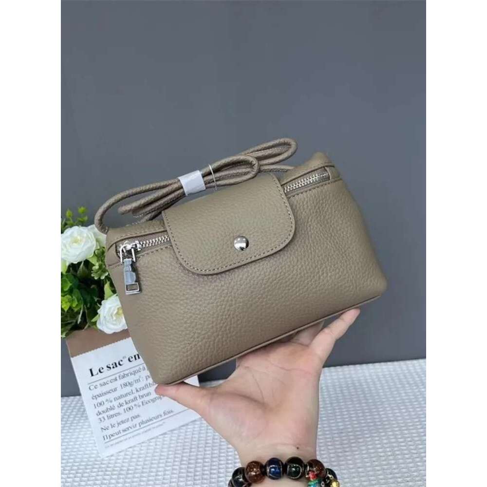 Casual Women Small Box Bags Solid Color Single Shoulder Zipper Genuine Leather Versatile Fashion Ladies Messenger Bag Bag