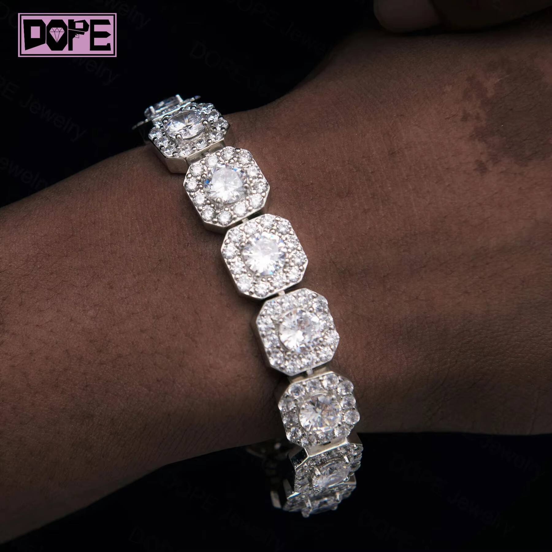 Moissanite Bracelet Bling Cluster 925 Silver Bangles VVS Baguette Cut Pass Diamond Tester Moissanite Tennis Bracelet