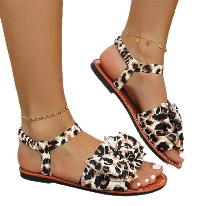 Designer slippers free shipping 2025 new fashion bow elastic band sandals beach breathable women's sandals