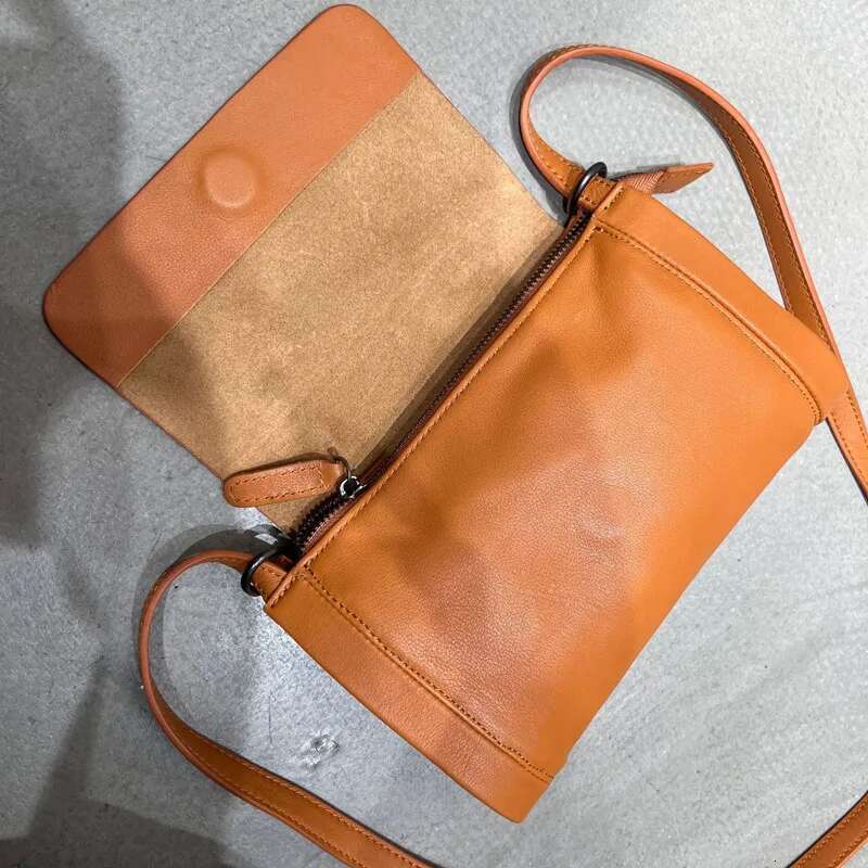 Vintage Natural Women Crossbody Real Genuine Leather Shoulder Bag Female Multi Layer Small Messenger Bags Purses Bag