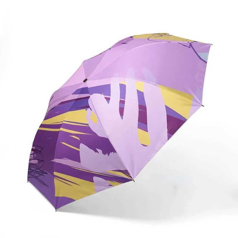 Creative Printing Automatic Opening and Closing UV Resistant Sun Umbrella for WomenM251122