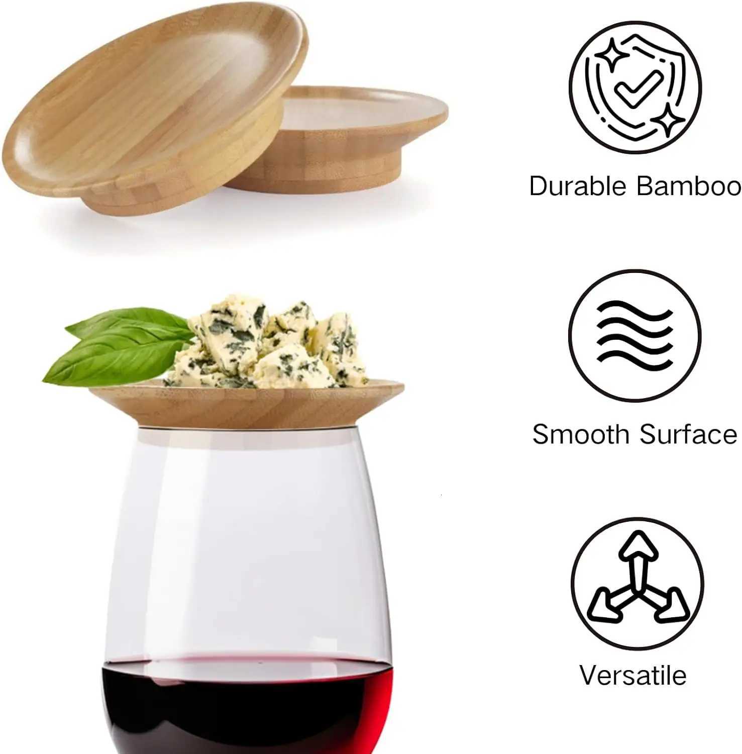 Wine Glass Charcuterie Topper Bamboo Wine Glass Cover Coasters Plate Drinking Glass Covers Wood Glass Toppers for Family Party C251122