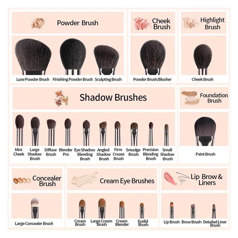 Natural Goat Hair Makeup Brush Set with Case Natural Makeup Brushes Natural Bristle Makeup Brushes C251122