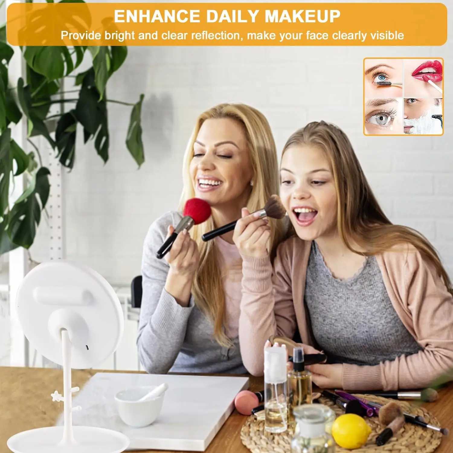 LED Makeup Mirror 3 Colors Dimmable Touch Rechargeable Stepless Dimming Vanity Mirror Detachable Travel Portable Makeup Supplies M251122