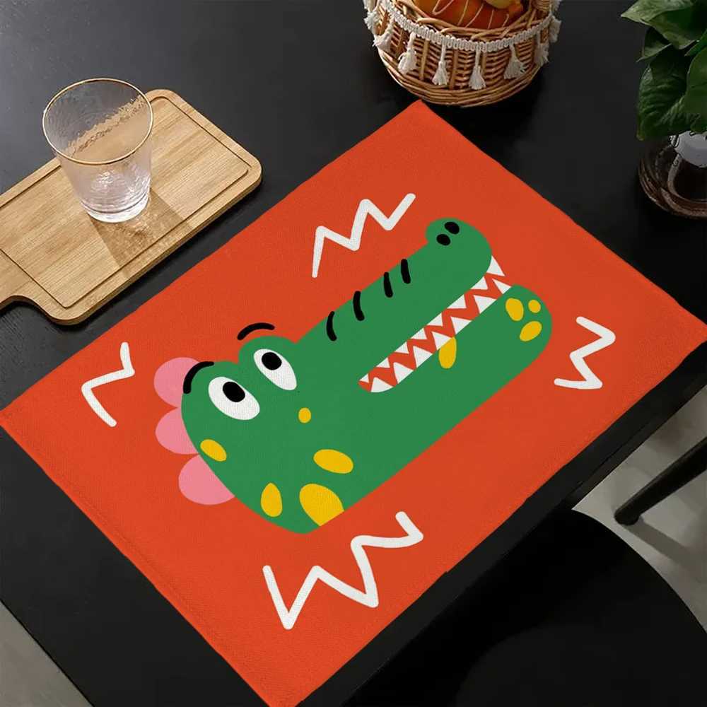 Cute Animal Cartoon Printing Linen Insulation Western Food Mat Tableware Mat Holiday Table Decoration Coaster C251122
