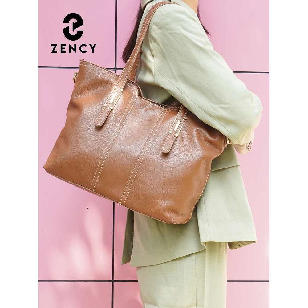 Zency Large Capacity Shoulder Bag For Women Genuine Leather Retro Handbag Tote Purse High Quality Hobos Shopper Bags Bag