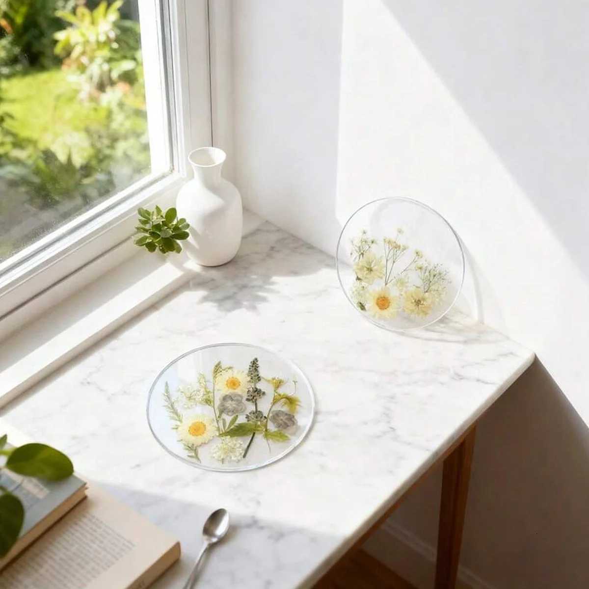 2D Flat Acrylic Coasters a Colorful Wildflower Print Design for Weddings Birthdays Everyday Use Christmas Tabletop Decorations C251122