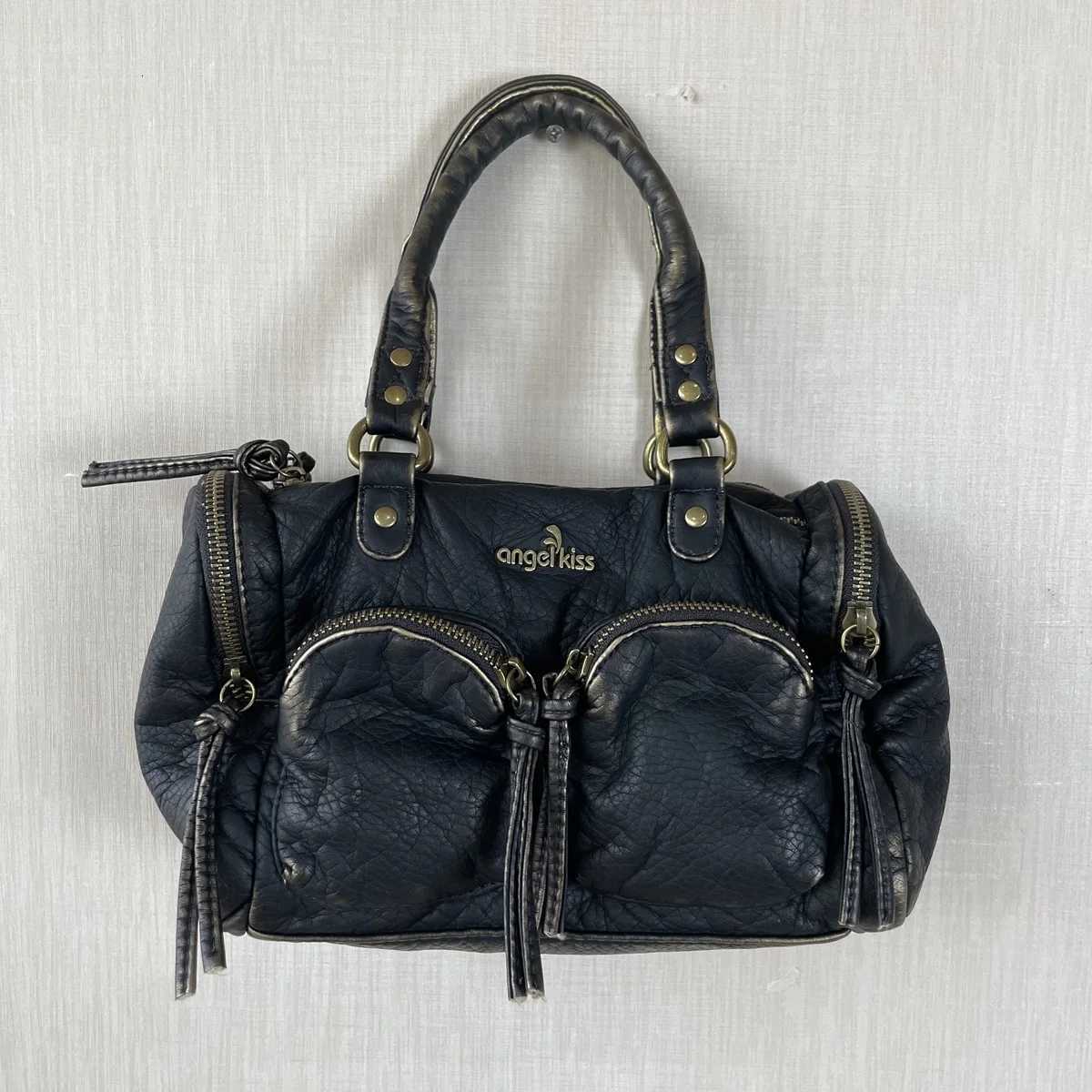 Angel kiss Handbag Women Small Boston Bag Satchel Top-handle PU Shoulder Bag Vintage Dumpling Pack Multi-pockets Shoulder BagsT251122