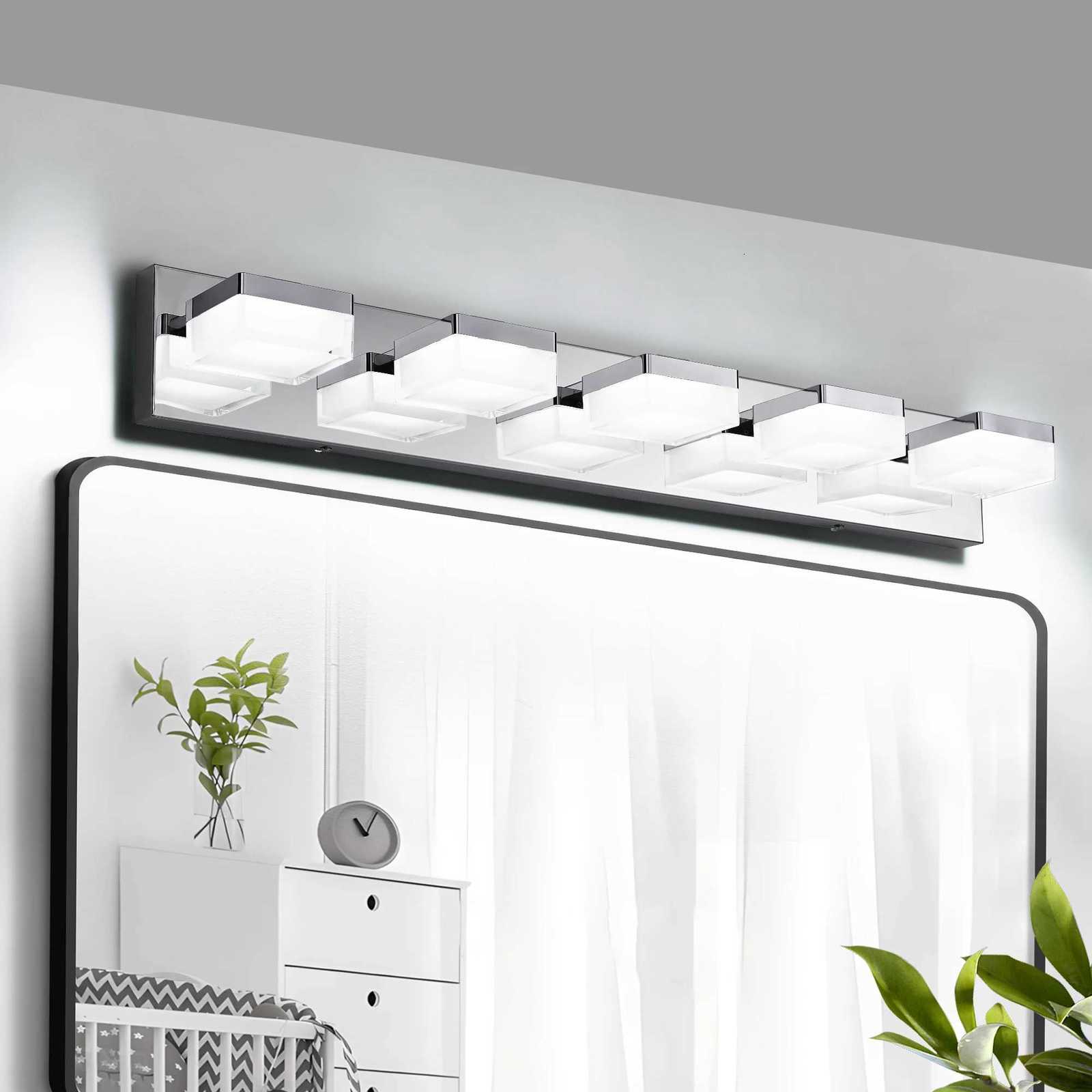 LED Modern Bathroom Vanity Light Fixtures 3-5 Light Matte Black Modern Acrylic Bathroom Wall Lighting Fixtures Over Mirror M251122