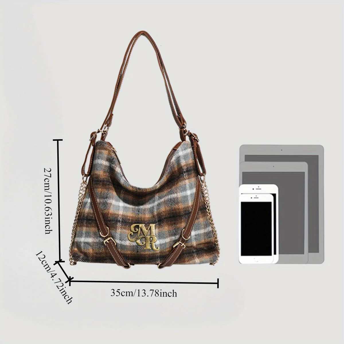 JIOMAY 2025 New Womens Retro Academy Style Shoulder Bag Thousand Bird Grid Fashion Backpack Large Capacity Commuter HandbagT251122