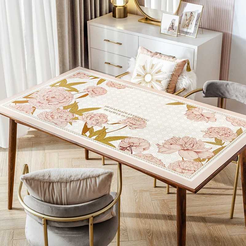 Nordic Flower Leather Tablecloth Waterproof Oil-proof Coffee Table Mat Solid Color Placemat Party Table Decor Cover Custom Made C251122