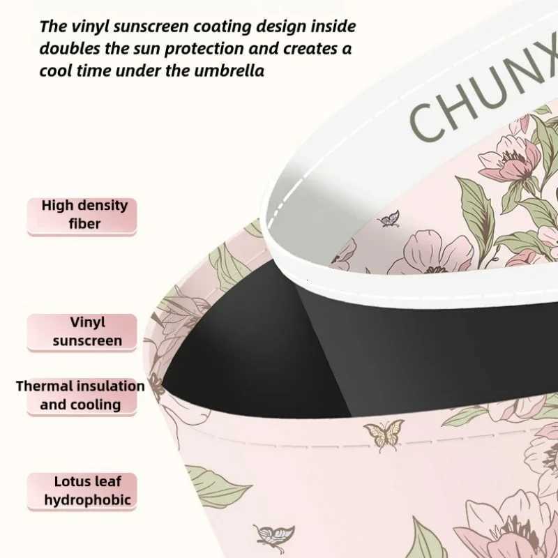 Elegant Flower Printed UPF50 Sun Umbrella Romantic UV Protection Umbrella Vinyl Coating Rain Parasol SunShade Folding UmbrellasM251122