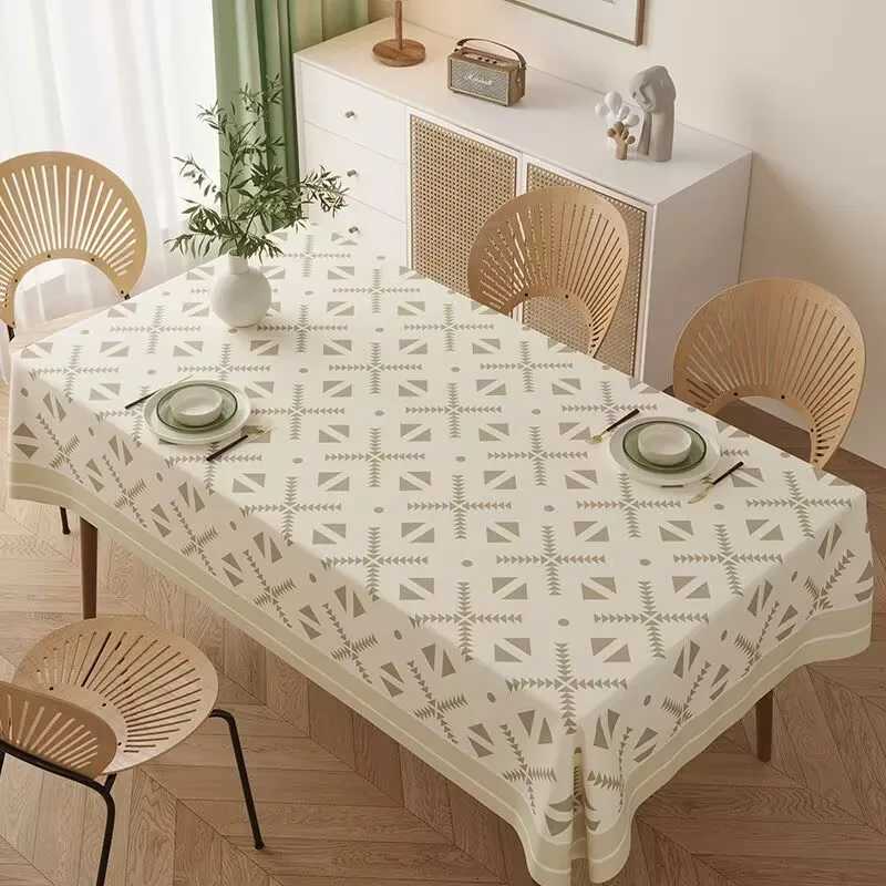 PVC Rectangular Dining Table Tablecloth Oil Resistant Tabletop Protective Cloth Household Plastic High-end Lace Table Cover Mat C251122