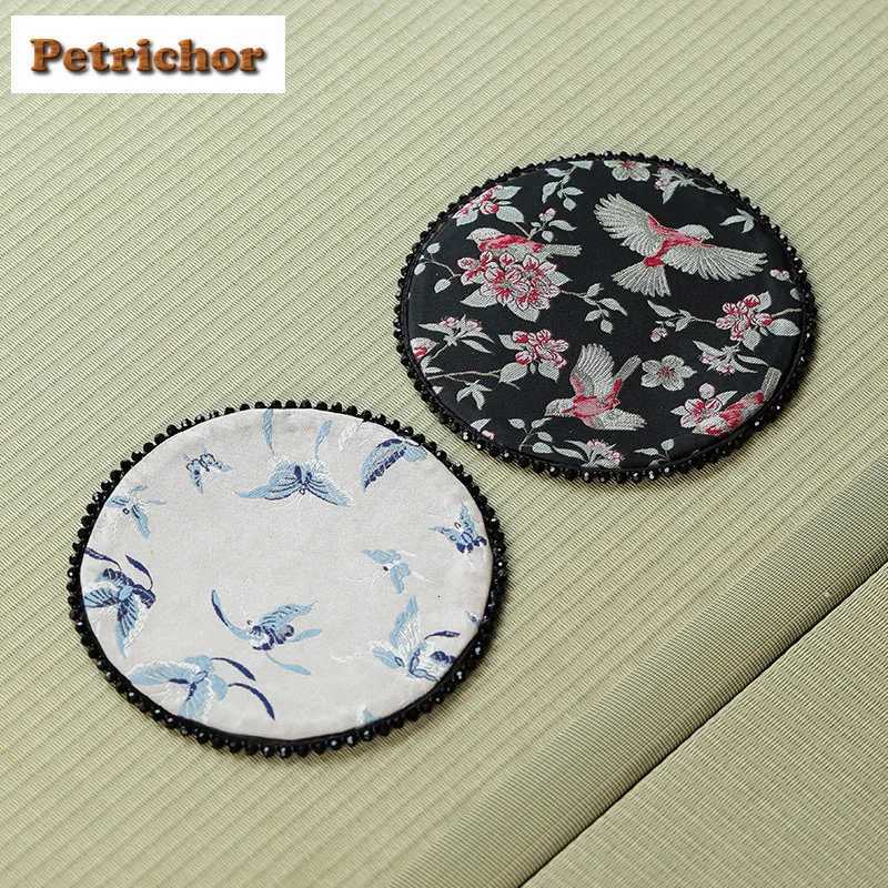 Bird Butterfly Language Double-sided Tea Table Mats Luxury Drink Coaster Dinner Table Cloth Mat Tea Ceremony Equipment Ornaments C251122