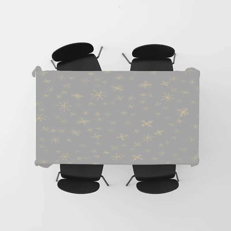 Modern Nordic Style Snowflake Printed Tablecloth for Dining Room Decoration Gray 150x240cm Large Size C251122
