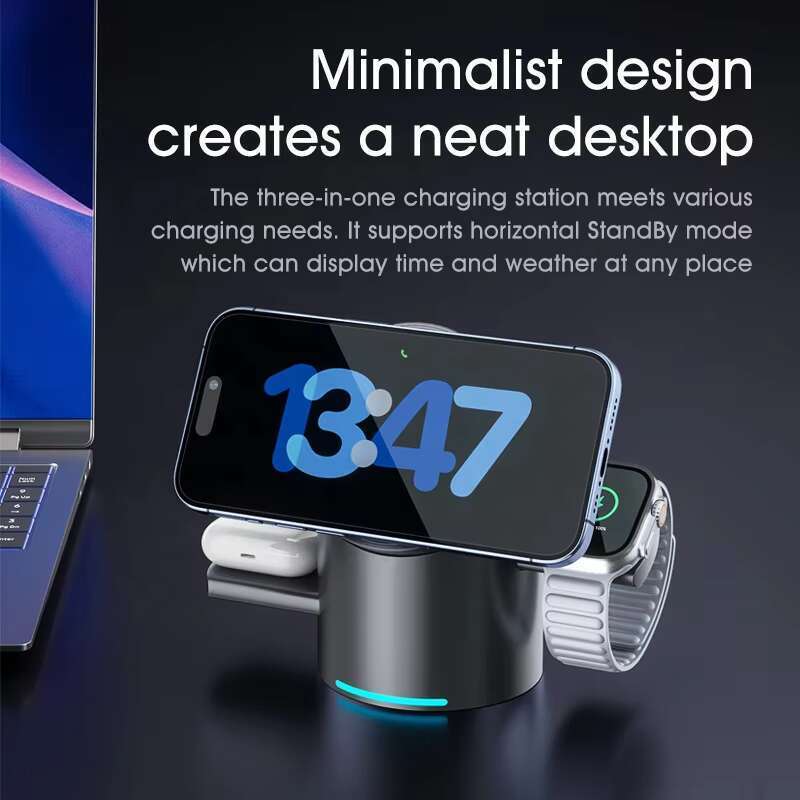 ing Aluminum Phone High Quality Automatic Touch Rotation QI23 in 1 Magnetic Folding Wireless Charger