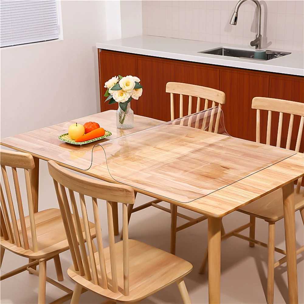 PVC transparent tablecloth with a thickness heat-resistant waterproof and oil resistant dining table mat 1pc C251122