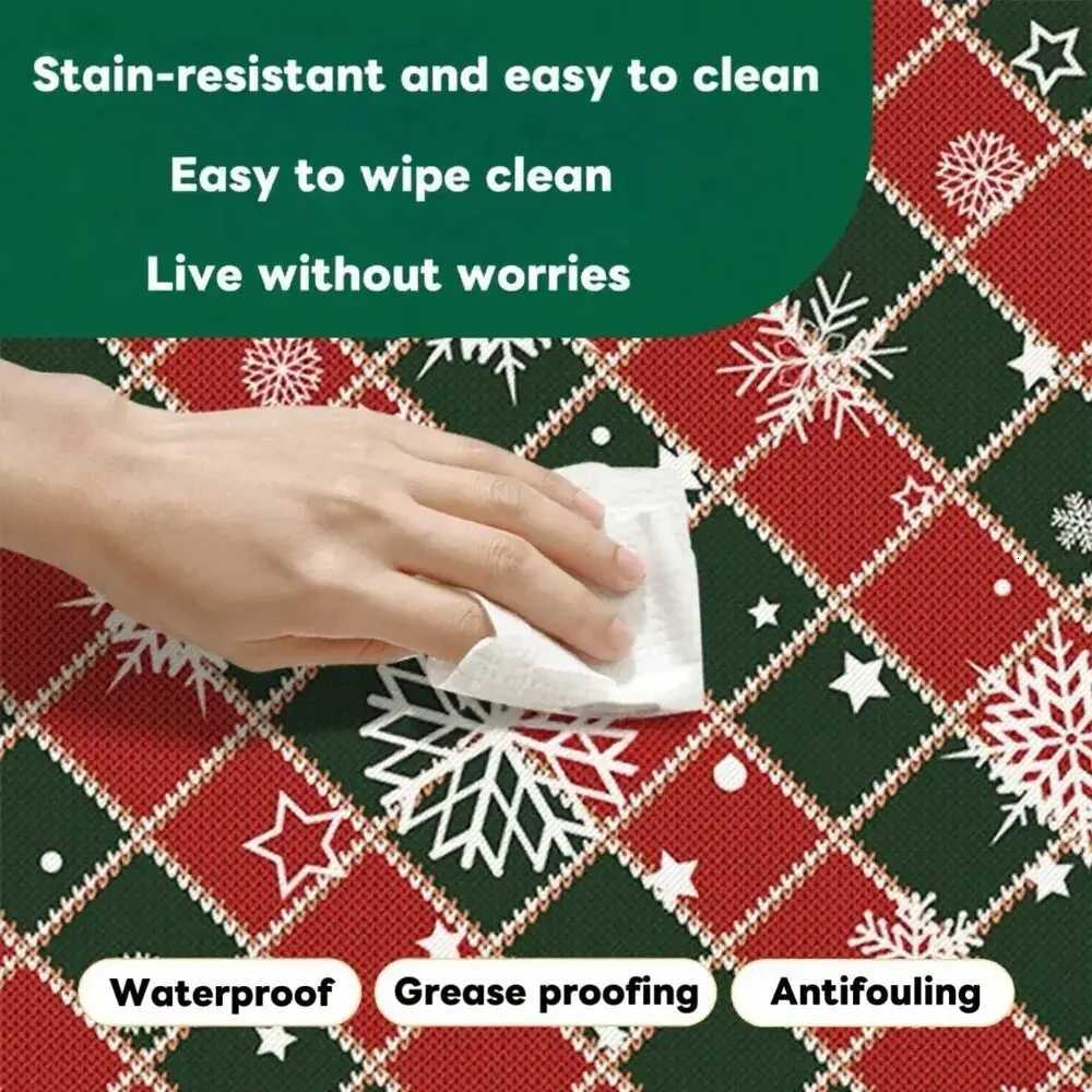 Christmas PVC Waterproof Tablecloth Snowman Xmas Tree Tablecloth for Table Decor Winter Snowflakes Kitchen Dining Table Cloth C251122