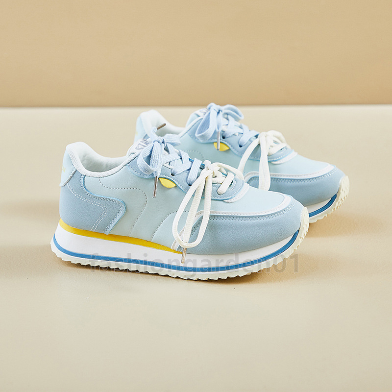 Free Shipping running shoes women designer sneakers vitality butter yellow light green sky blue Platform low outdoor shoes suede leather womens traine