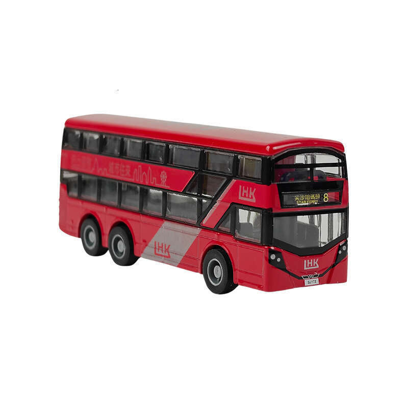 Mini alloy Hong Kong double decker bus, small car, alloy car model, boy's gift, children's toy