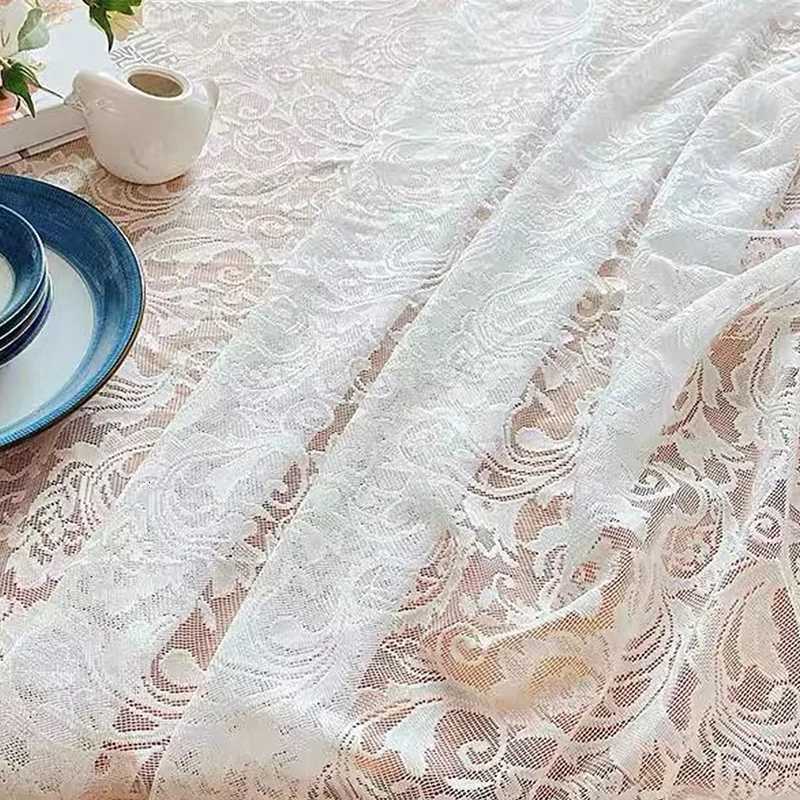 Ins Style Lace Tablecloth Elegant White Lace Tablecloth Romantic Soft Rectangular Table Cover for Kitchen Living Room Bedroom C251122