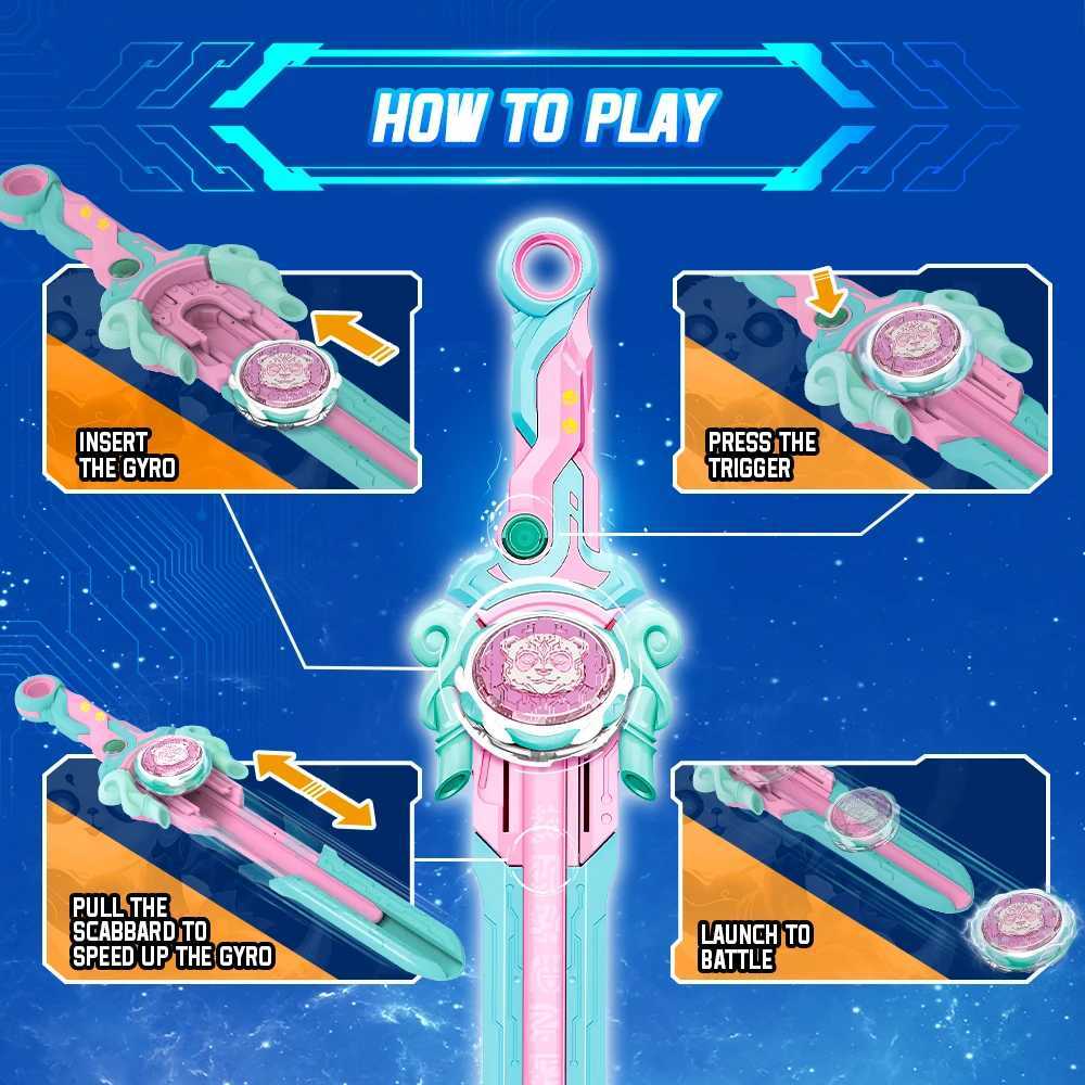 Infinity Nado 6 Power Pack-Spirit Wind Panda Upgraded Metal SpinnTop Gyro39cm Sword Launcher Kid Toy Birthday Gift J250422