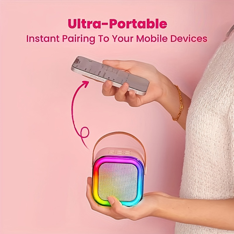 This 2025 new portable mini karaoke machine is equipped with 2 wireless microphones - USB rechargeable, suitable for birthday parties and home enterta