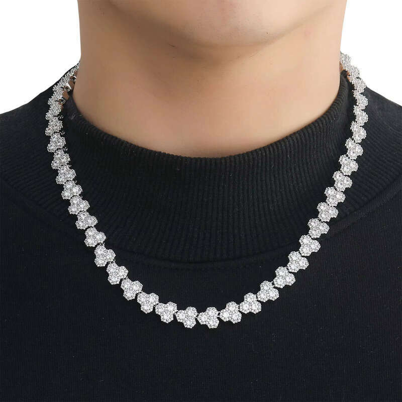 Hiphop Jewelry 10mm Electroplated Ice Honeycomb Chain Necklace for Men and Women