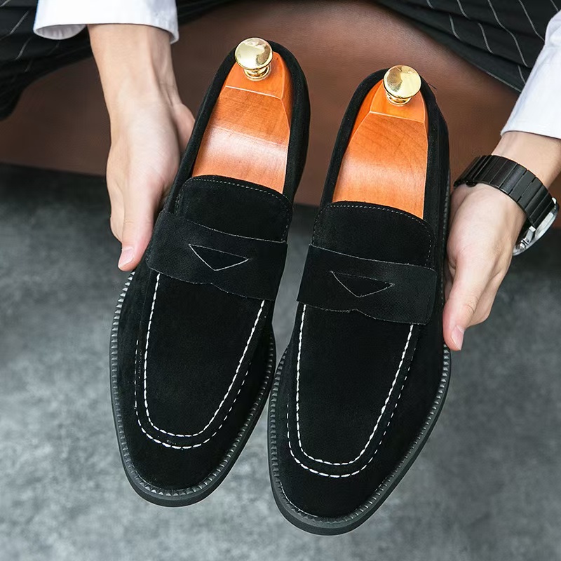 Men's Fashion Casual Shoes Suede Genuine Leather Mens Slip-on Light Comfortable Driving Loafers Moccasins Men Party Wedding Flat 1109