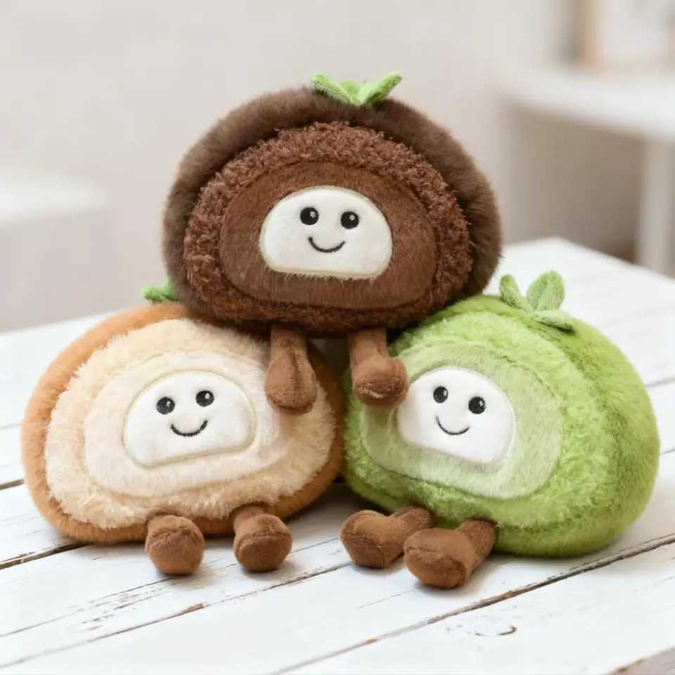Swiss Roll Plush Toy Cute Stuffed Boys Girls s Pretend Role Play Festival Holiday Birthday Gift Present Idea Soft Doll C251202