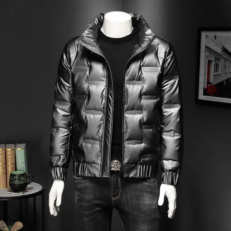 Thickened Down Cotton Coat Men Trendy Fashionable Standup Collar Shiny Warm Short Jacket Jackets for 251110
