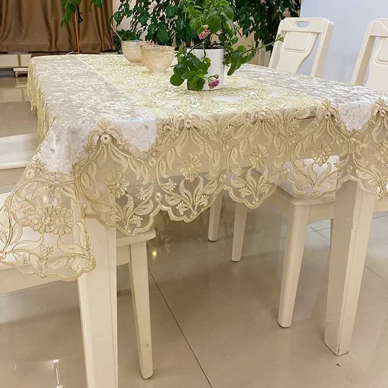 Luxury Lace Tablecloth for Living Room Bedroom Cover Table Party Table Cloth American White Embroider Table Decoration C251122