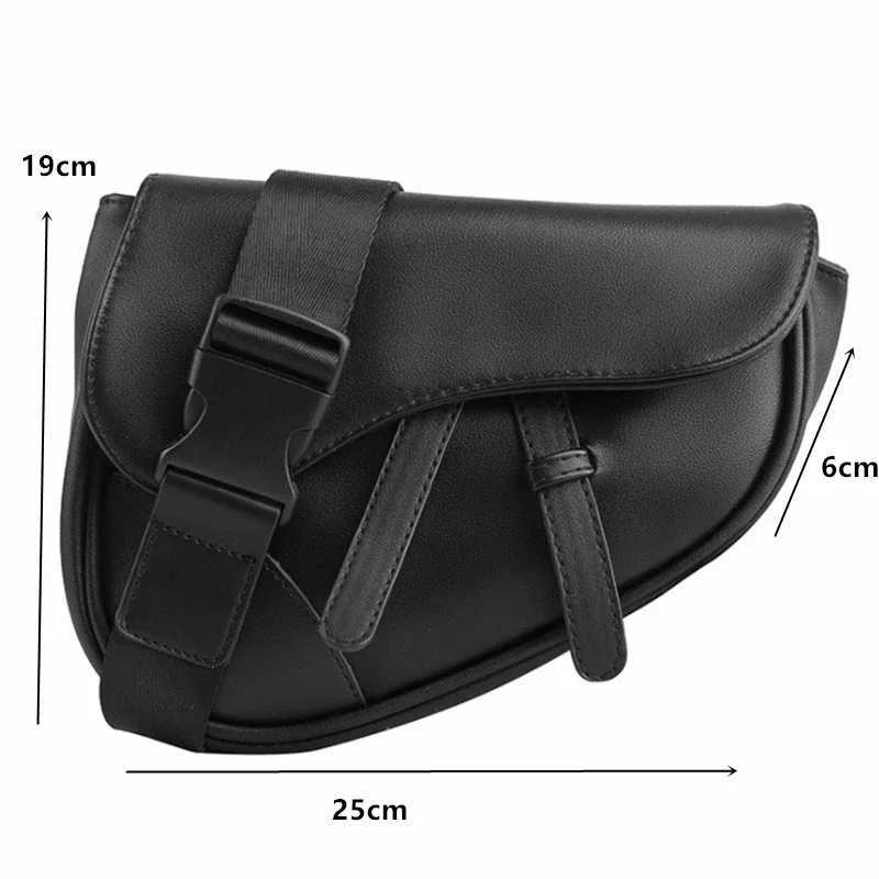 2024 New Mens Shoulder Bag Fashion Solid Saddle Mens Anti theft Messenger Bag Mens Black Cross Body Chest Bag Z250421