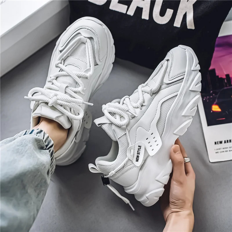 Mens Shoe Breathable Thick Soled Casual Sneakers Outdoor Running Four Seasons Tennis Men Soft Soles Comfort Male Sneakers 250422