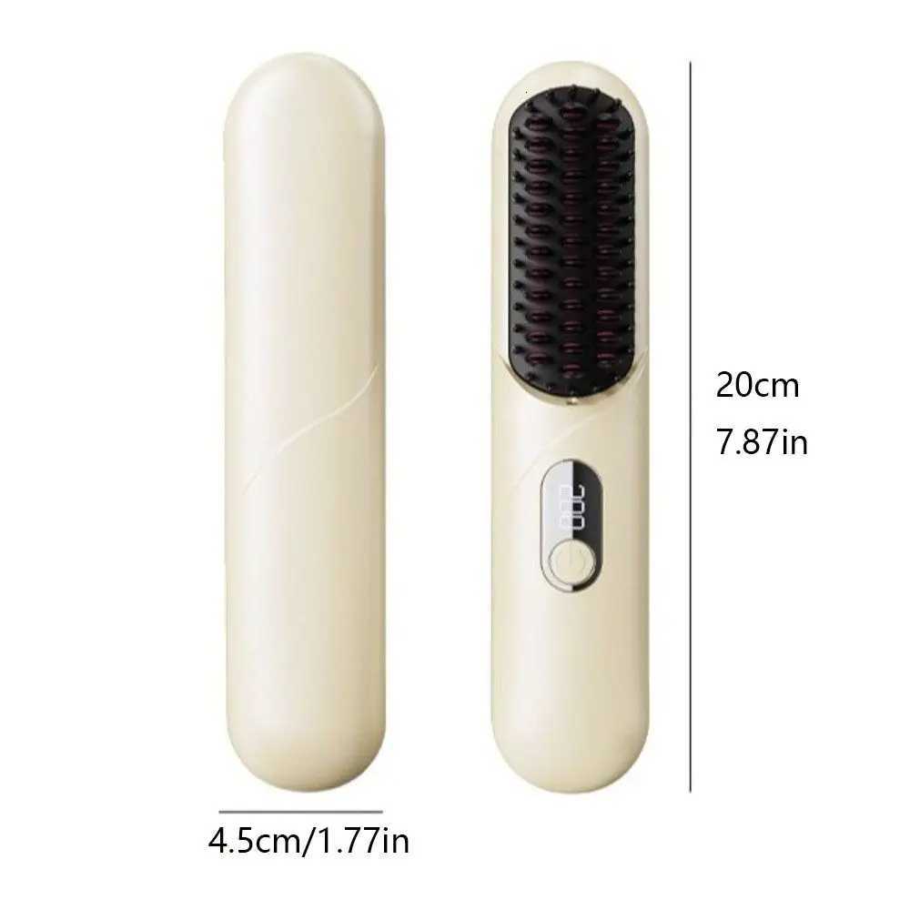 Wireless Hair Straightener Brush Curly/straight Hair Dual Use 4000mah Ion Thermal Comb USB Rechargeable HeatedT251122