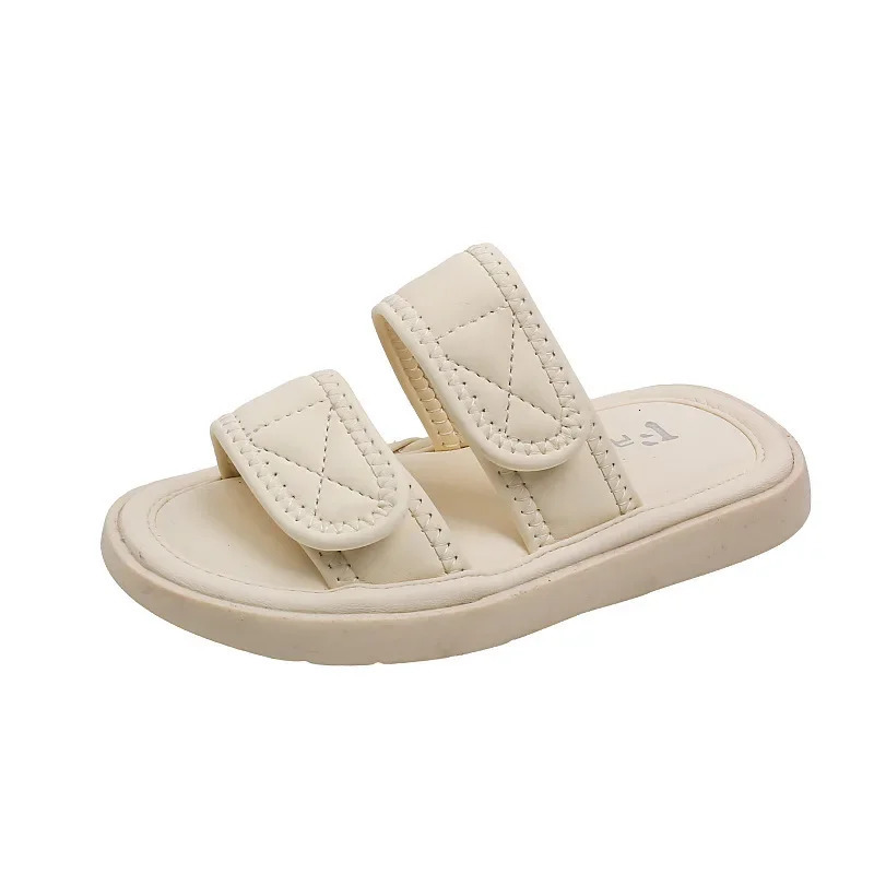 Childrens casual slippers with double hook and loop solid color soft sole anti slip comfortable summer beach sandals 250421BJ - view 3