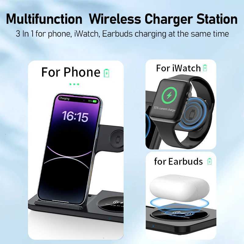 300W Fast Wireless Charger Stand Pad Foldable Fast Charging Station Dock for iPhone 16 15 14 13 12 Pro Max Watch Airpods Y251122