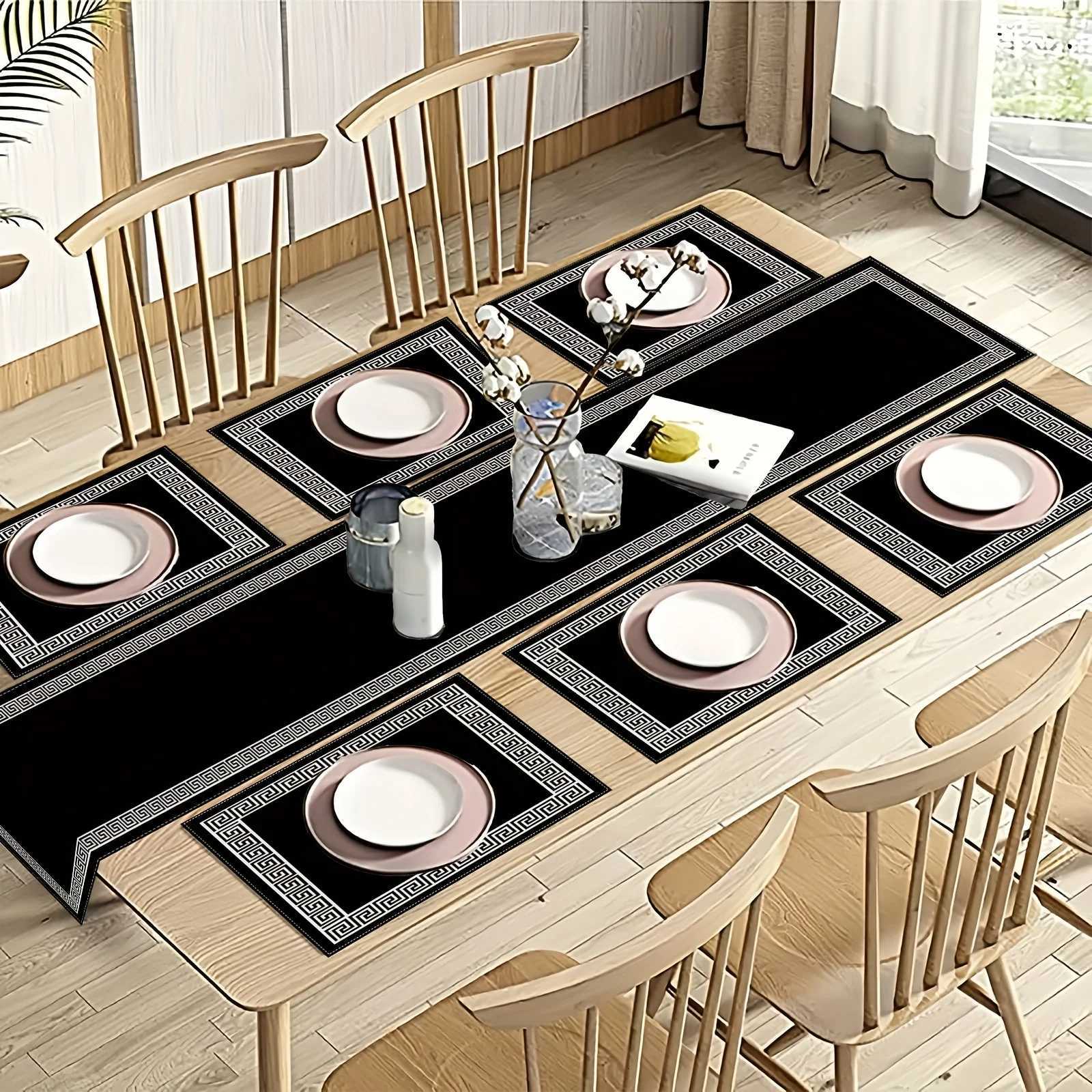 VIKAMA 5/7PC Luxury Geometric Placemat Table Flag Set Restaurant Cafe Decoration High-end Banquet Arrangement C251122