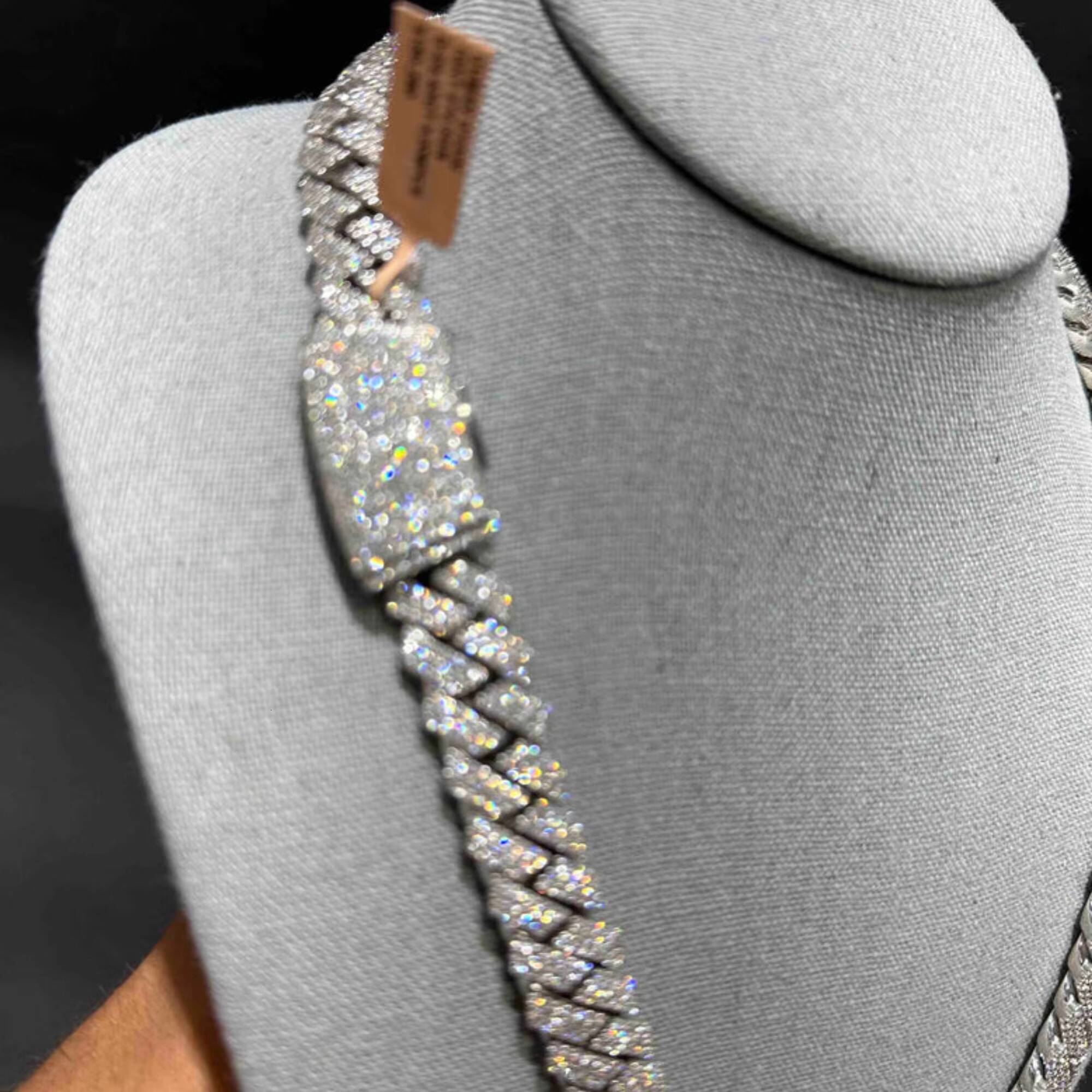 Iced Out Cuban Link Chain 14MM VVS 925 SILVER Lab Grown Diamond Cuban Link Chain Hip Hop Miami Cuban Chain Hip Hop