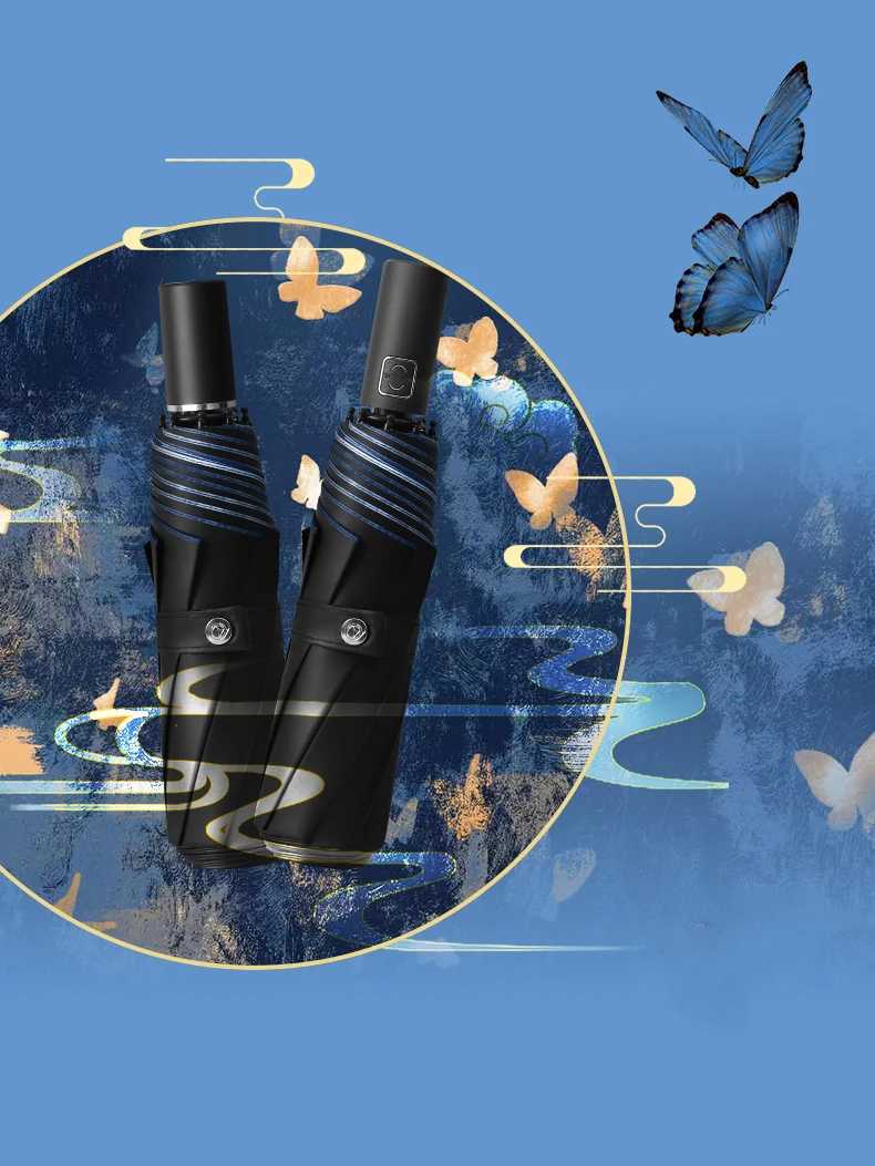 Butterfly Sun Umbrella Sun Protection UV Protection Womens Vinyl Rain or Shine High-end Fully Automatic UmbrellaM251122