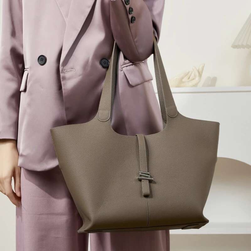 Head Layer Cowhide Wind Chime Tote Bag Women Large Capacity Commuting Single Shoulder Leather Handbag For Bag