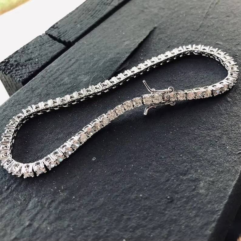 3mm 4mm Moissanite Bracelets Hiphop Iced Out Chain VVS 925 Sterling Silver Bling Moissanite Tennis Bracelet