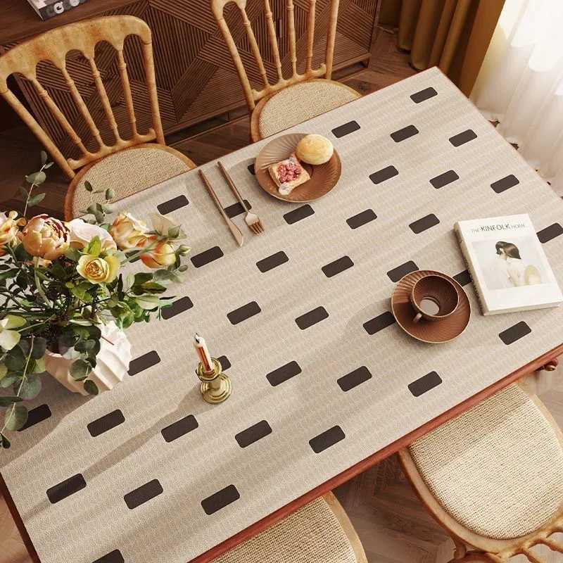 American Retro Tablecloth Waterproof Oil Resistant Heat-resistant Washable Table Mat Premium Leather Coffee Tablecloth C251122