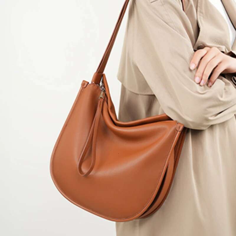 Hifashion Genuine Leather Underarm Shoulder Bags For Women Trend Designer Crescent Crossbody Purses Hobo Ladies Handbags Bag Bag