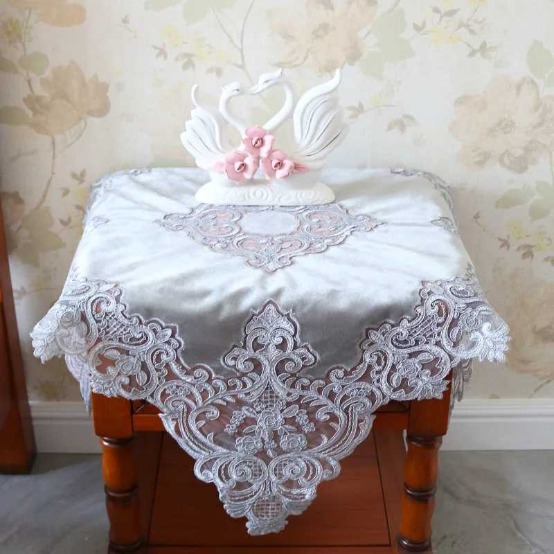 Modern Luxury Lace Embroidery Border European Furniture Tablecloth Washing Machine Cover Cloth Bedroom Round Table Decoration C251122