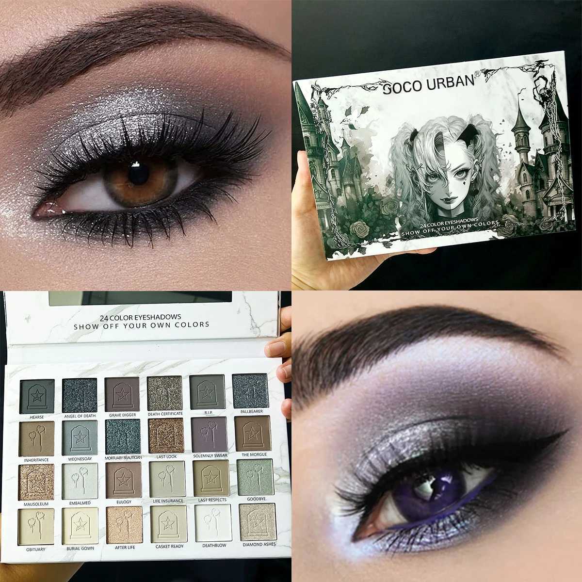 Dark Elf 24-Color Eyeshadow Palette - Vampire Inspired Matte/Shimmer/Glitter 12H Wear No Fallout Cosplay/Club/RaveHalloweenT251122