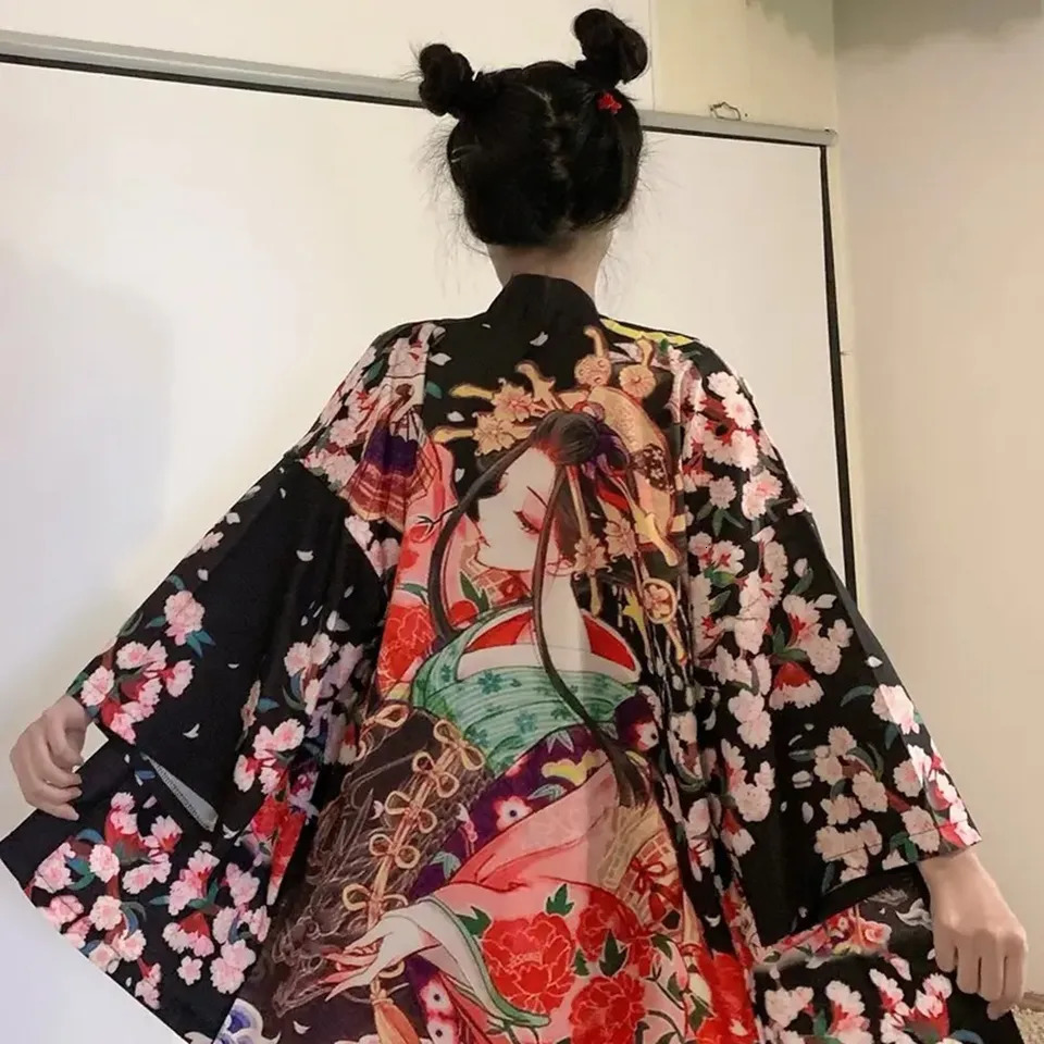 Beach holiday sun protection cardigan Japanese traditional printed kimono Mori womens fabric soft and comfortable 250415Z