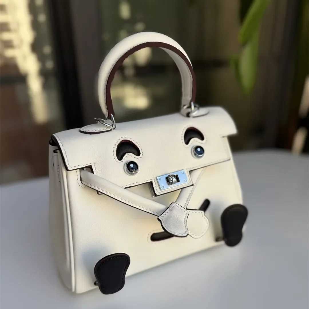 New Mini Shoulder Crossbody Leather Bag Womens Handbag Soft Top Layer Cowhide Toy Doll Design Smiley Face Handbag K251121