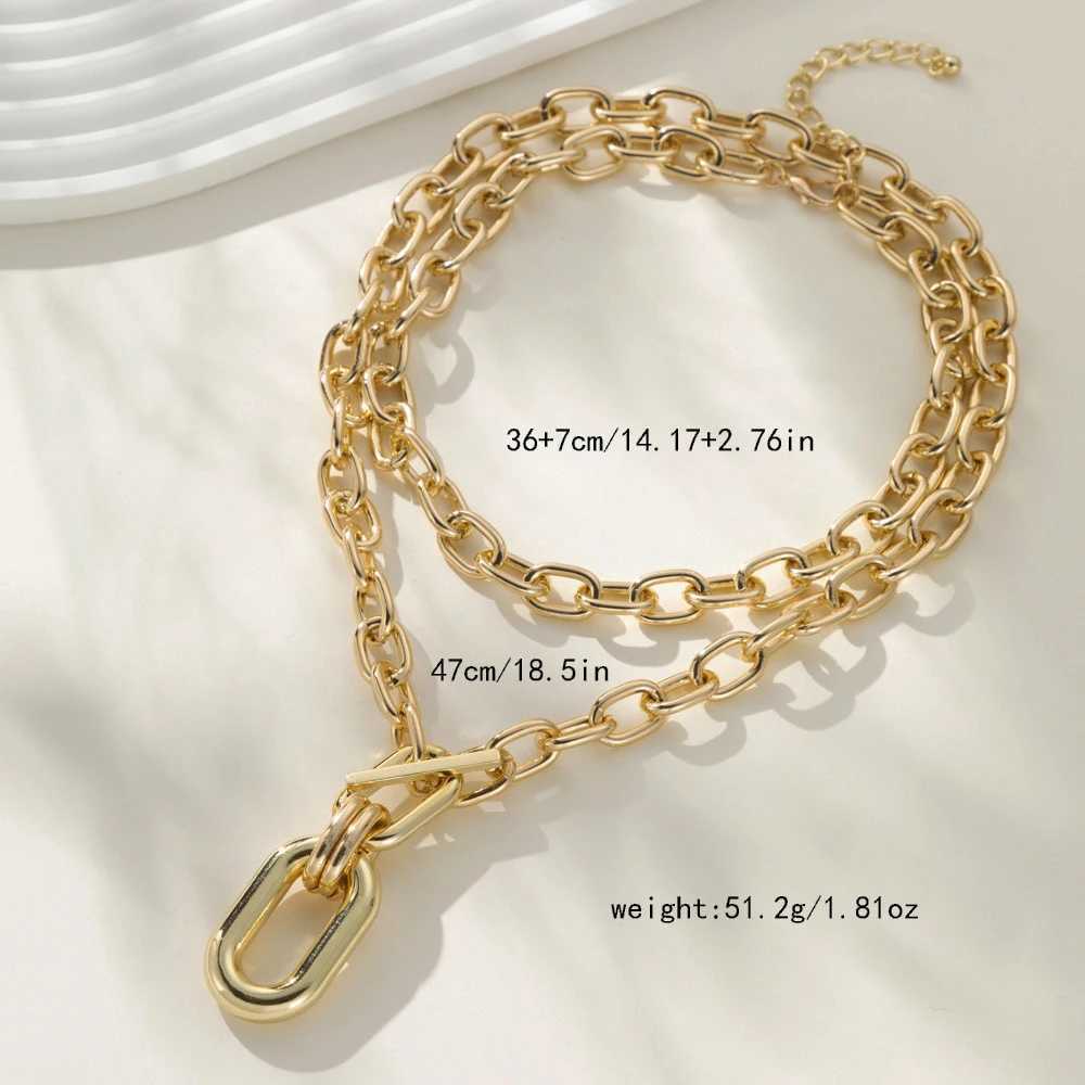 Fashion Trend Thick Chain Exaggerat Personalized Gold Necklace Womens Daily Party Jewelry Necklace Accessories Y250422