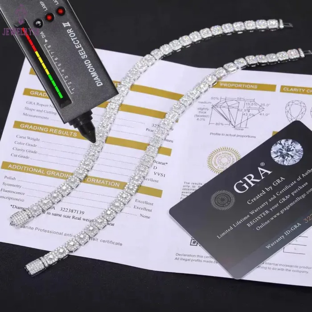 Halo Tennis Bracelet for Unisex Studded With Moissanite Vvs Clarity Diamonds in 925 Sterling Silver Luxury Jewelry